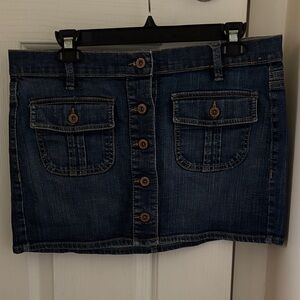 Denim Button-Front Mini Skirt
